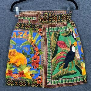 FARM Rio Tropical Print Mini Skirt in Blue, Green, Yellow, Orange, Black